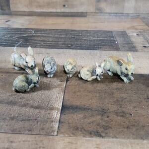 Vintage Enesco Set of 6 Resin Bunny Rabbit Figurines